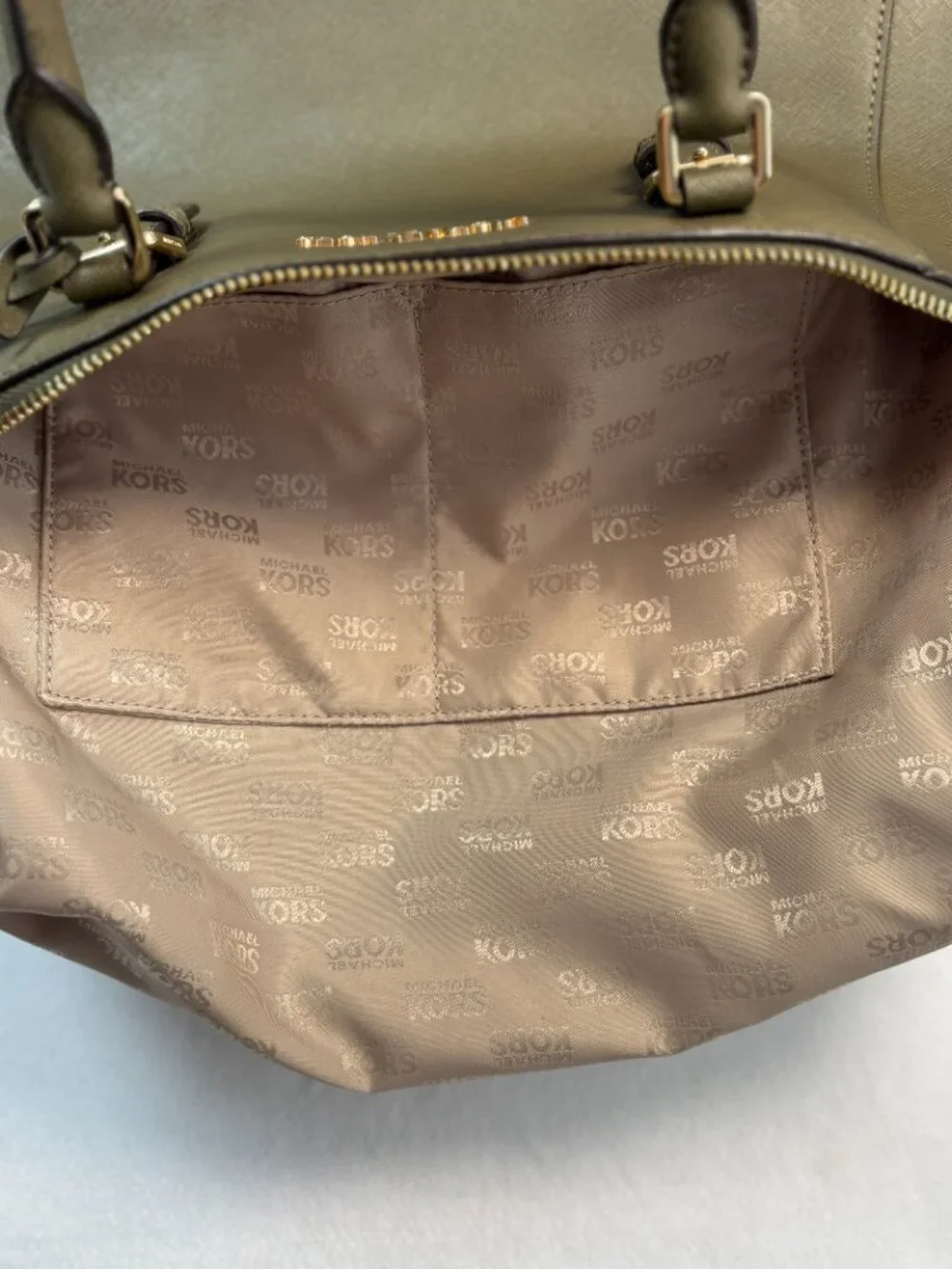 Michael Kors Ciara Satchel Crossbody Purse & Flap Wallet Set Olive Green Luxury